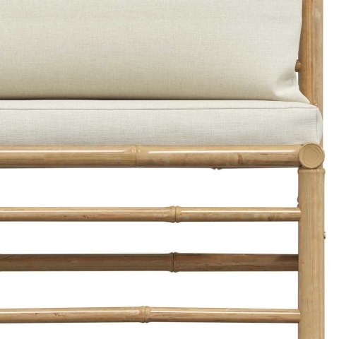OGRODOWA SOFA ŚRODKOWA ŚMIETANKOWE PODUSZKI BAMBUS