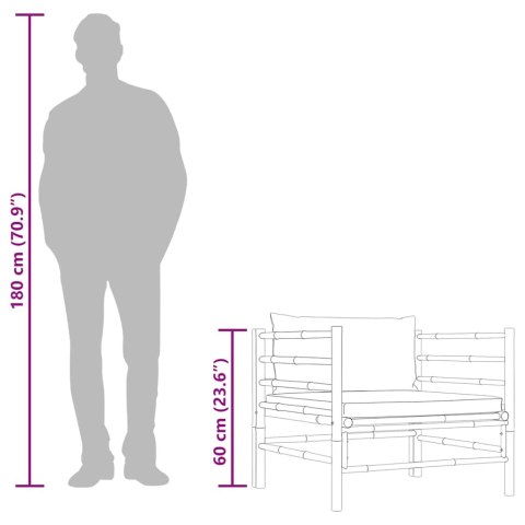 SOFA OGRODOWA ŚMIETANKOWE PODUSZKI BAMBUS