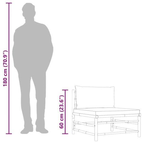 ŚRODKOWA SOFA OGRODOWA Z CIEMNOSZARYMI PODUSZKAMI BAMBUSOWA