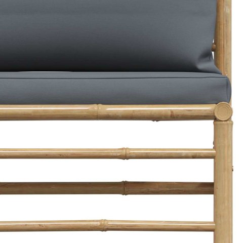 ŚRODKOWA SOFA OGRODOWA Z CIEMNOSZARYMI PODUSZKAMI BAMBUSOWA