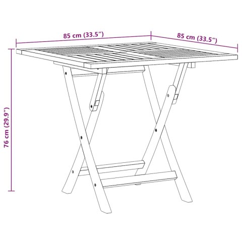 SKŁADANY STOLIK OGRODOWY 85X85X76CM LITE DREWNO TEKOWE