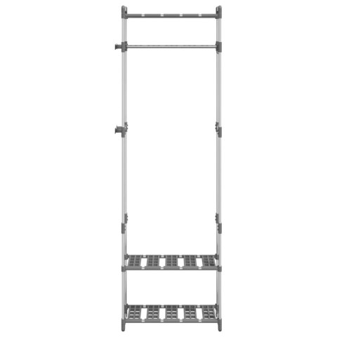 WIESZAK NA UBRANIA Z 3 PÓŁKAMI, SREBRNY 59X29X192CM, ALUMINIUM