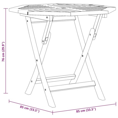 SKŁADANY STOLIK OGRODOWY 85X85X76CM LITE DREWNO TEKOWE