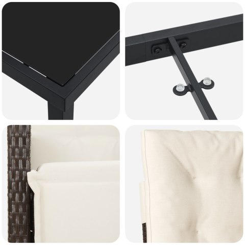 5 CZĘŚCIOWY ZESTAW DO JADALNI Z PODUSZKAMI BRĄZOWY POLIRATTAN