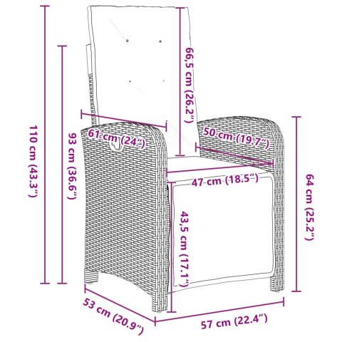 5 CZĘŚCIOWY ZESTAW DO JADALNI Z PODUSZKAMI BRĄZOWY POLIRATTAN