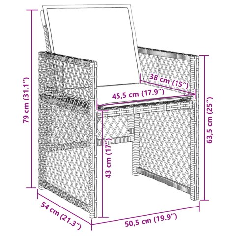 5-CZĘŚCIOWY ZESTAW DO JADALNI OGRODOWEJ Z PODUSZKAMI SZARY POLI RATTAN