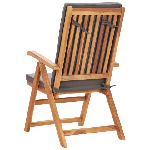 7-CZ. ZESTAW MEBLI OGRODOWYCH SZARE PODUSZKI DREWNO TEKOWE