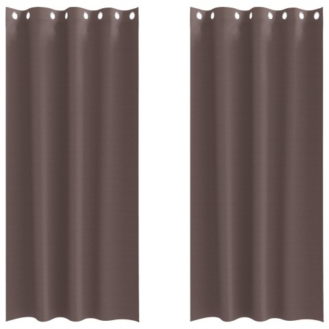 ZASŁONY Z ZASŁONAMI 2 PCS CIEMNOBRĄZOWY 225X 140CM POLIESTER