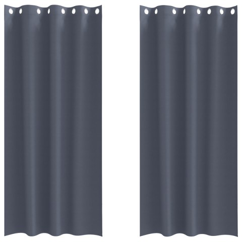 ZASŁONY Z ZASŁONAMI 2 PCS ANTRACYTOWY 225X 140CM POLIESTER