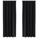 ZASŁONY Z ZASŁONAMI 2 PCS CZARNY 260X 140CM POLIESTER