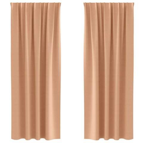 ZASŁONY Z ZASŁONAMI 2 PCS JASNOBRĄZOWY 260X 140CM POLIESTER