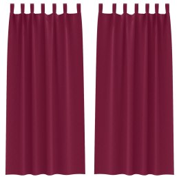VidaXL Zasłony z zasłonami 2 pcs Czerwone wino 260 x 140 cm Poliester