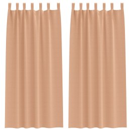 ZASŁONY Z ZASŁONAMI 2 PCS JASNOBRĄZOWY 245X 140CM POLIESTER