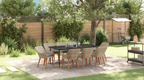 VidaXL Zestaw do jadalni 9 pcs Jasnoszary i czarny duży