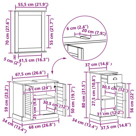 ZESTAW MEBLI ŁAZIENKOWYCH 3 SZT. BRĄZOWY 37X34X80CM