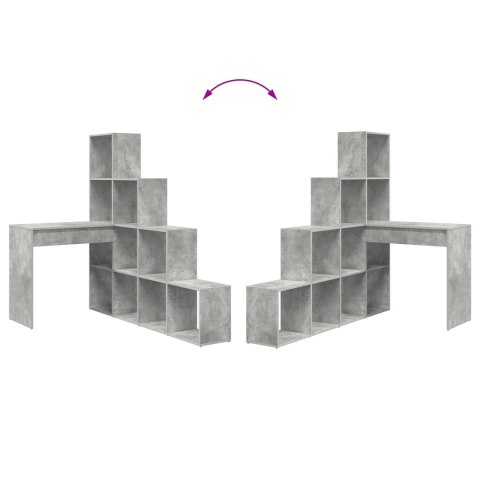 BIURKO NAROŻNE BETONOWY SZARY REGAŁ Z PÓŁKAMI KOMPUTEROWE NOWOCZESNE DO BIURA POKOJU