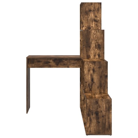 BIURKO NAROŻNE WĘDZONY DĄB REGAŁ Z PÓŁKAMI KOMPUTEROWE NOWOCZESNE DO BIURA POKOJU