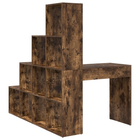 BIURKO NAROŻNE WĘDZONY DĄB REGAŁ Z PÓŁKAMI KOMPUTEROWE NOWOCZESNE DO BIURA POKOJU