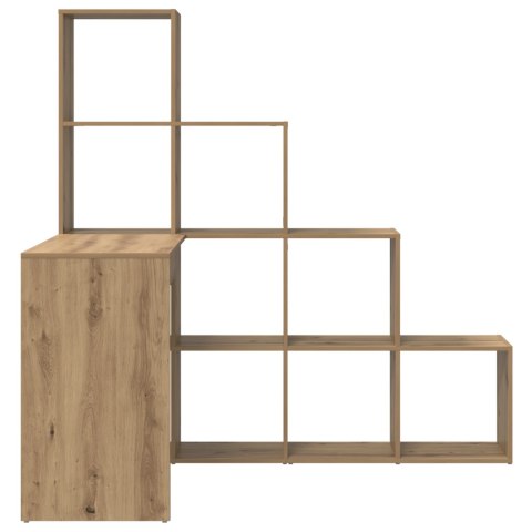 BIURKO NAROŻNE DĄB ARTISAN REGAŁ Z PÓŁKAMI KOMPUTEROWE NOWOCZESNE DO BIURA POKOJU