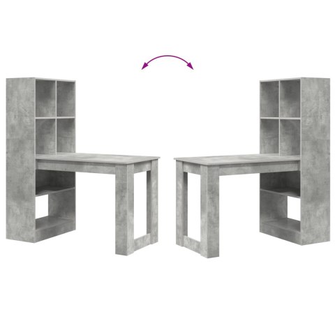 BIURKO Z REGAŁEM BETONOWY SZARY 122X67X145CM