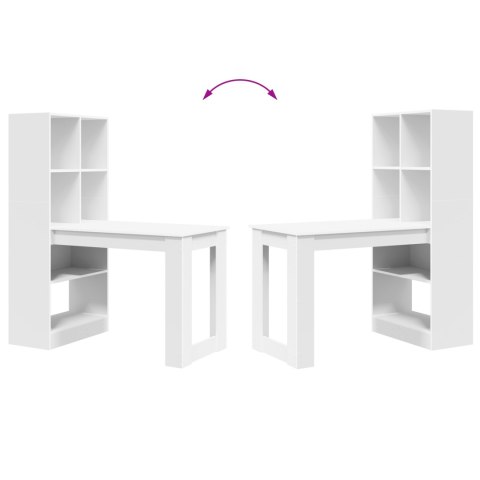 BIURKO Z PÓŁKĄ REGAŁEM BIAŁE 122X67X145CM