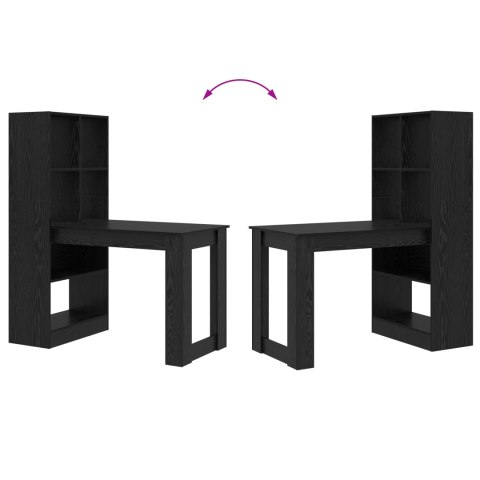 BIURKO Z PÓŁKĄ CZARNY DĄB 122X67X145CM