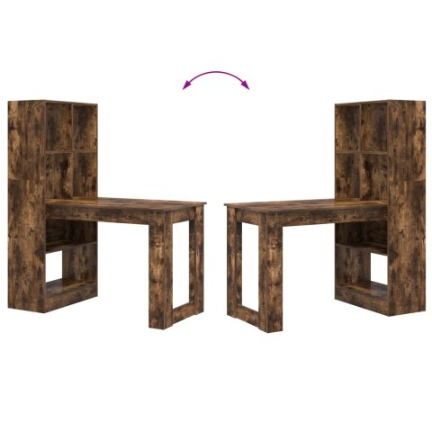 BIURKO Z PÓŁKĄ Z PRZECHOWYWANIEM WĘDZONY DĄB 122X 67X 145CM