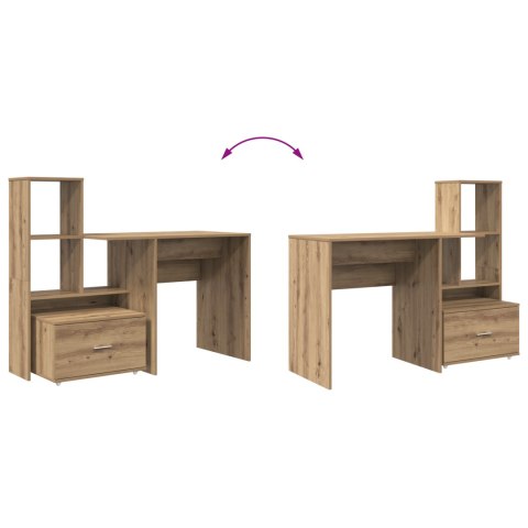 BIURKO Z SZUFLADĄ Z PÓŁKĄ DĄB ARTISAN 131.5X50X106.5CM