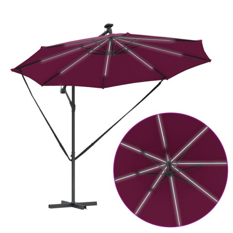 VidaXL Parasol banana na wysięgniku Bordowy 294 x 294 x 248 cm