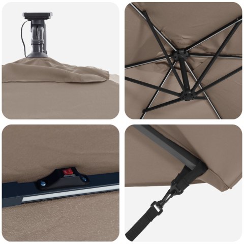 VidaXL Parasol banana na wysięgniku Ciemnoszary 294 x 200 x 254 cm