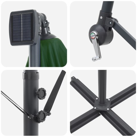 VidaXL Parasol banana na wysięgniku Zielony 294 x 294 x 248 cm