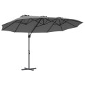 PARASOL OGRODOWY Z BOCZNYM SŁUPEM ANTRACYT 372X198X253CM DUŻA CZASZA