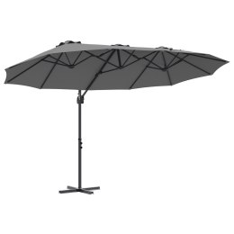 PARASOL OGRODOWY Z BOCZNYM SŁUPEM ANTRACYT 372X198X253CM DUŻA CZASZA