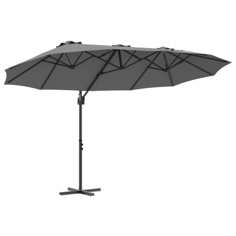 PARASOL OGRODOWY Z BOCZNYM SŁUPEM ANTRACYT 372X198X253CM DUŻA CZASZA