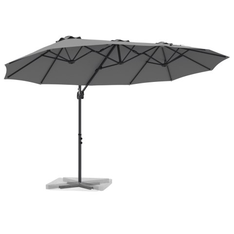 PARASOL OGRODOWY Z BOCZNYM SŁUPEM ANTRACYT 372X198X253CM DUŻA CZASZA