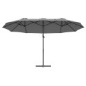 PARASOL OGRODOWY Z BOCZNYM SŁUPEM ANTRACYT 372X198X253CM DUŻA CZASZA