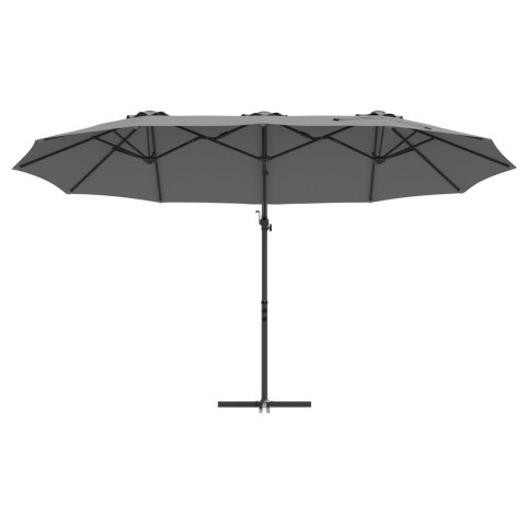 PARASOL OGRODOWY Z BOCZNYM SŁUPEM ANTRACYT 372X198X253CM DUŻA CZASZA