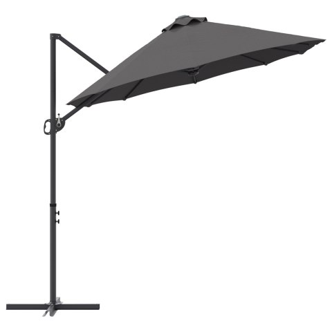 PARASOL OGRODOWY Z BOCZNYM SŁUPEM ANTRACYT 372X198X253CM DUŻA CZASZA