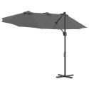 PARASOL OGRODOWY Z BOCZNYM SŁUPEM ANTRACYT 372X198X253CM DUŻA CZASZA