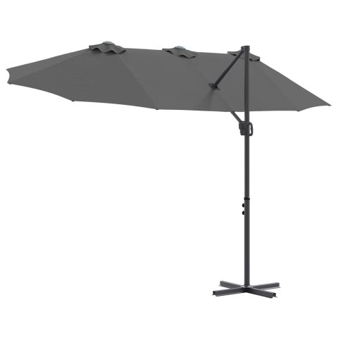 PARASOL OGRODOWY Z BOCZNYM SŁUPEM ANTRACYT 372X198X253CM DUŻA CZASZA
