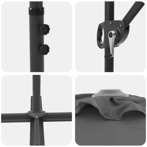 PARASOL OGRODOWY Z BOCZNYM SŁUPEM ANTRACYT 372X198X253CM DUŻA CZASZA