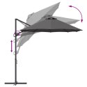 PARASOL OGRODOWY Z BOCZNYM SŁUPEM ANTRACYT 372X198X253CM DUŻA CZASZA