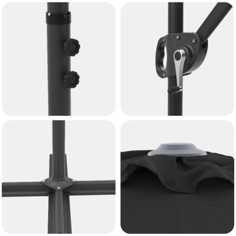 PARASOL OGRODOWY Z BOCZNYM SŁUPEM Z BLOKADĄ CZARNY DUŻY