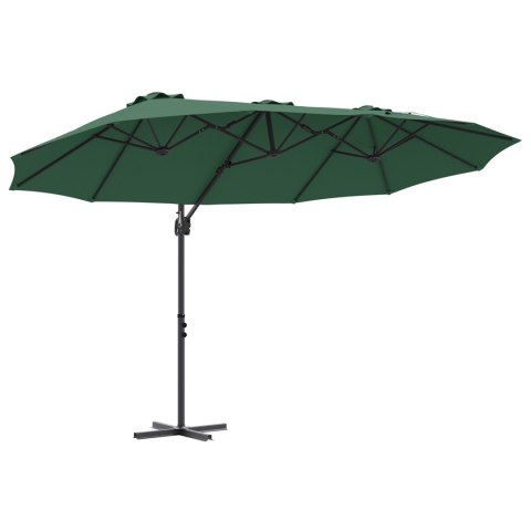 PARASOL OGRODOWY Z BOCZNYM SŁUPEM ZIELONY 372X198X253CM DUŻA CZASZA