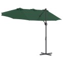 PARASOL OGRODOWY Z BOCZNYM SŁUPEM ZIELONY 372X198X253CM DUŻA CZASZA