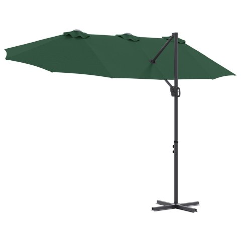 PARASOL OGRODOWY Z BOCZNYM SŁUPEM ZIELONY 372X198X253CM DUŻA CZASZA