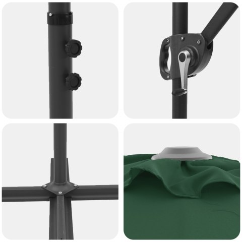 PARASOL OGRODOWY Z BOCZNYM SŁUPEM ZIELONY 372X198X253CM DUŻA CZASZA