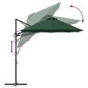 PARASOL OGRODOWY Z BOCZNYM SŁUPEM ZIELONY 372X198X253CM DUŻA CZASZA