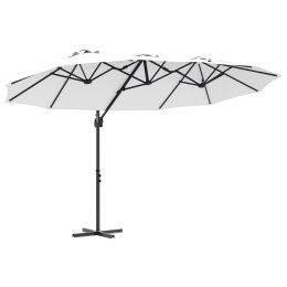 PARASOL OGRODOWY Z BOCZNYM SŁUPEM PIASKOWY 372X198X253CM