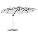 PARASOL OGRODOWY Z BOCZNYM SŁUPEM PIASKOWY 372X198X253CM